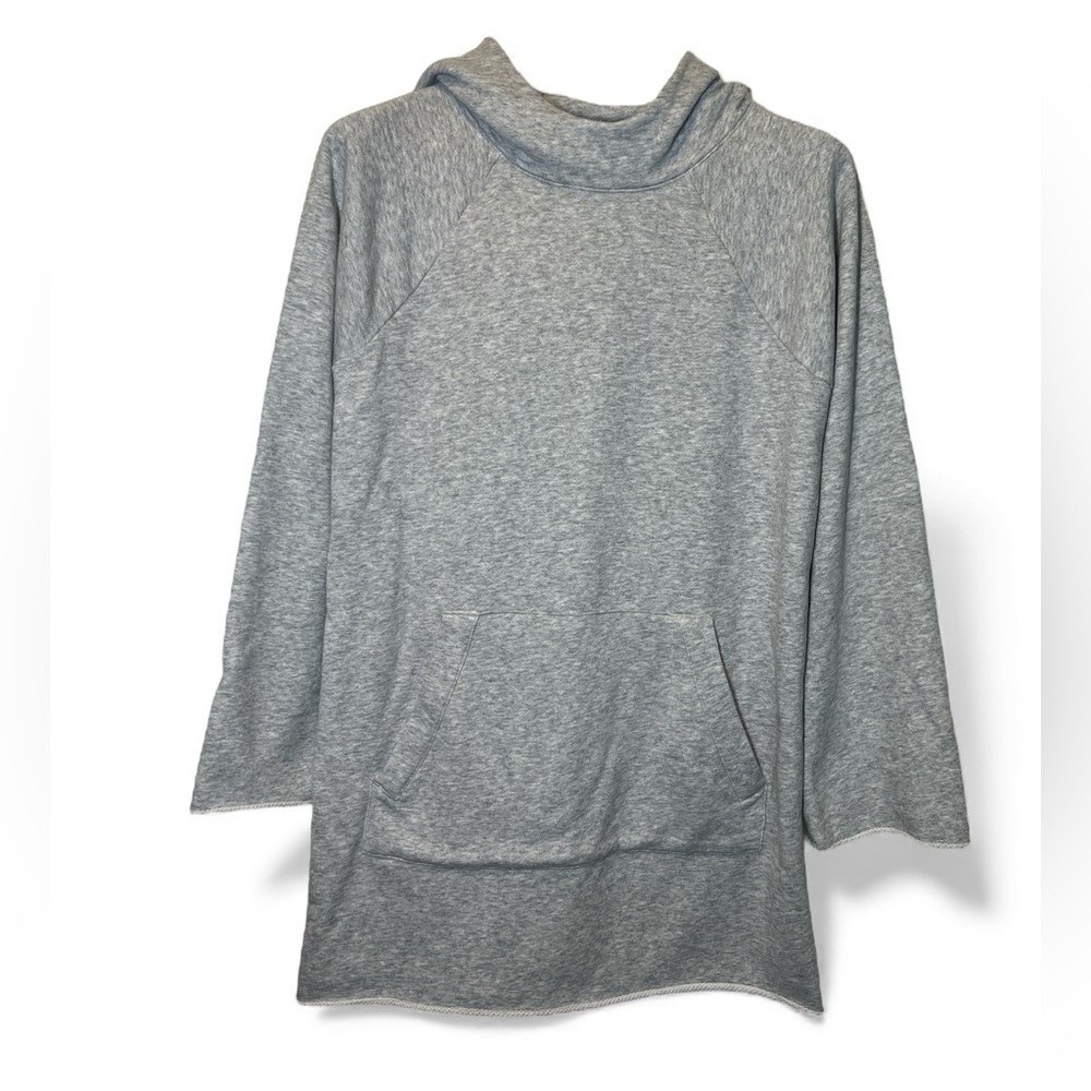 Athleta Swing Hoodie Pullover‎ Sweatshirt Kangaroo Pocket Rolled Hem Gray Small